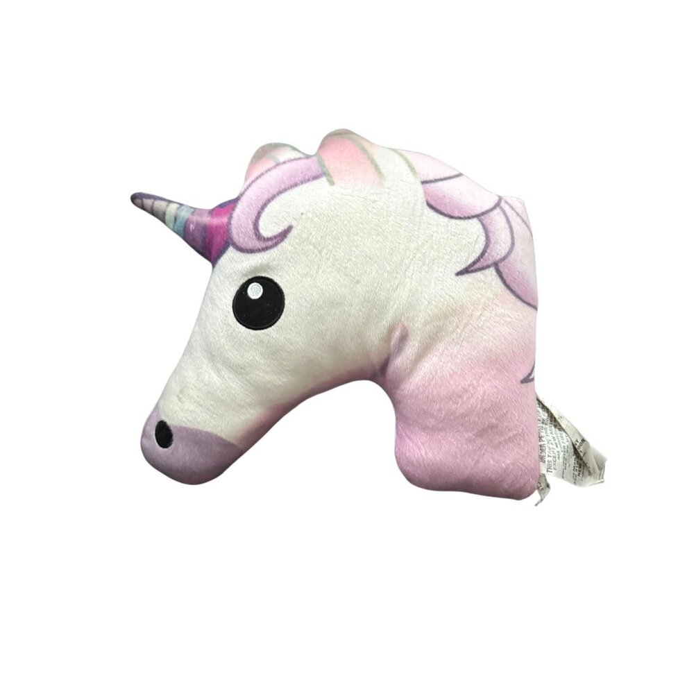 Unicorn Head White Purple Pink Plush Pillow